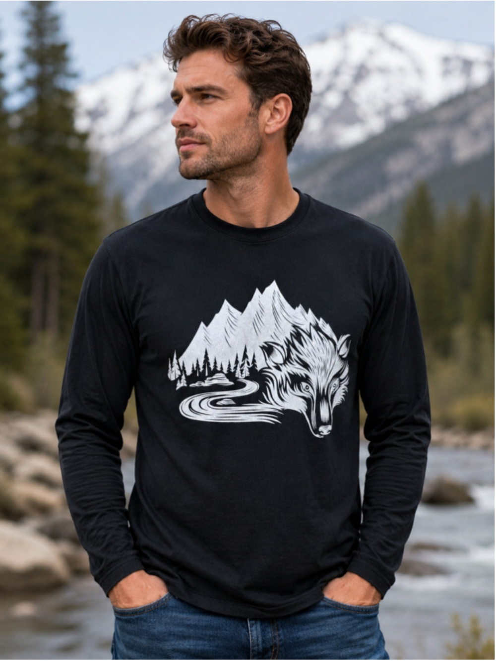 Alaskan Hardgear Long Sleeve Tee, Black and White Men's Size L